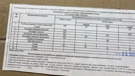 В астраханском УФСИН опровергли причастность к продаже пайков в интернете