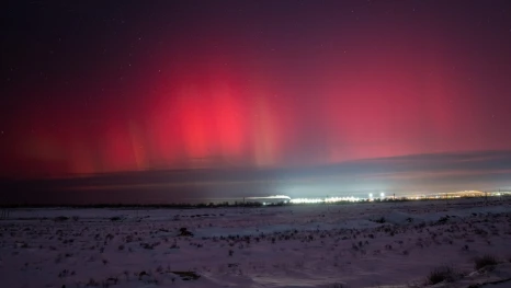 Небо Астраханской области расцвело красками северного сияния