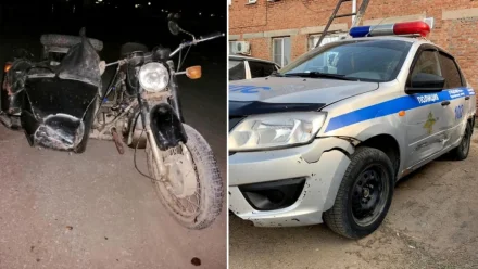 В Астраханской области пьяный мотоциклист врезался в автомобиль ГИБДД