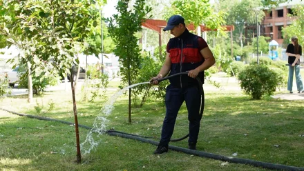 В сквере астраханских журналистов наладили полив