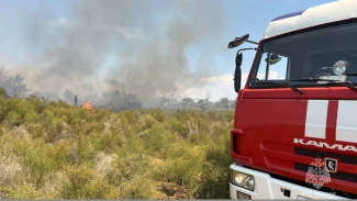 Под Астраханью ликвидируют крупное возгорание сухой травы