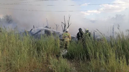 В Советском районе Астрахани загорелись здание и камыш