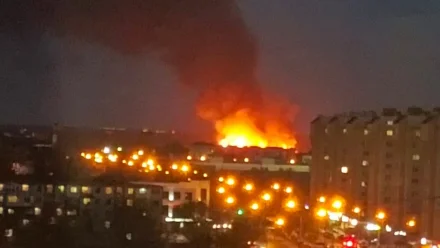 Крупное возгорание камыша тушат на Аэропортовском шоссе в Астрахани
