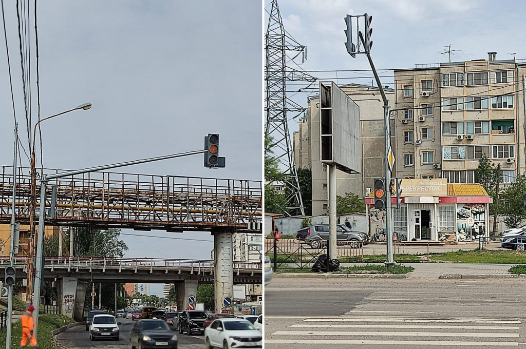 В Астрахани на перекрестке улиц С. Перовской и Б. Алексеева подключают светофор