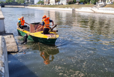 В Астрахани начали очищать городские каналы от мусора
