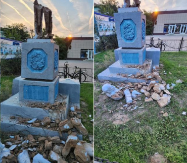 В Астрахани вандалы разрушили памятник Ленину